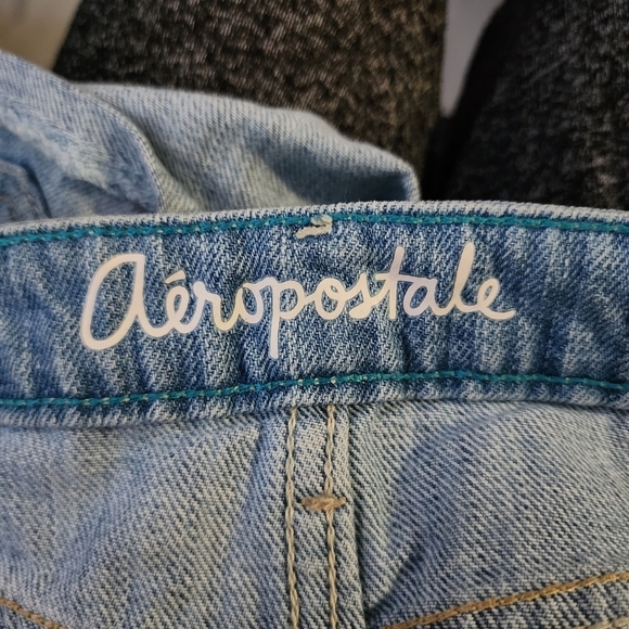 Aeropostale High Rise Shorty Distressed Blue Denim Jean Shorts Jorts Women's 2 - Picture 7 of 8